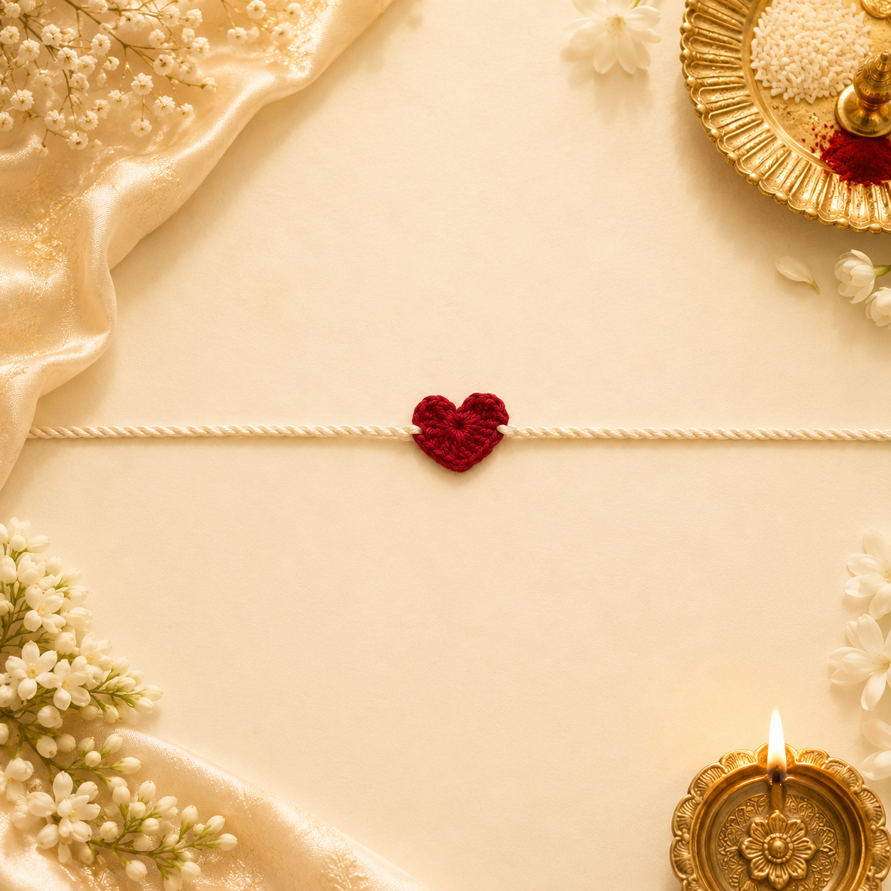 Hear Crochet rakhi (Random Colour)