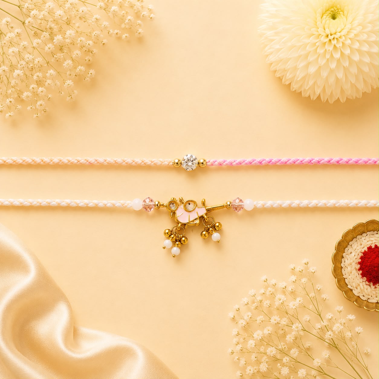 Blush Sparrow couple Rakhi - Pastal in Pink