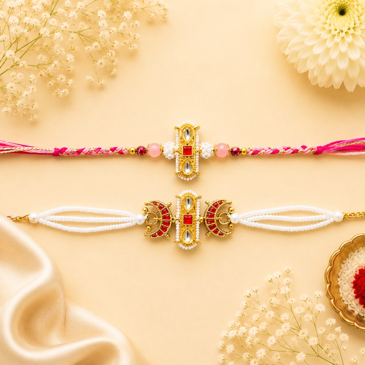 Ruby Crescent Couple Rakhi