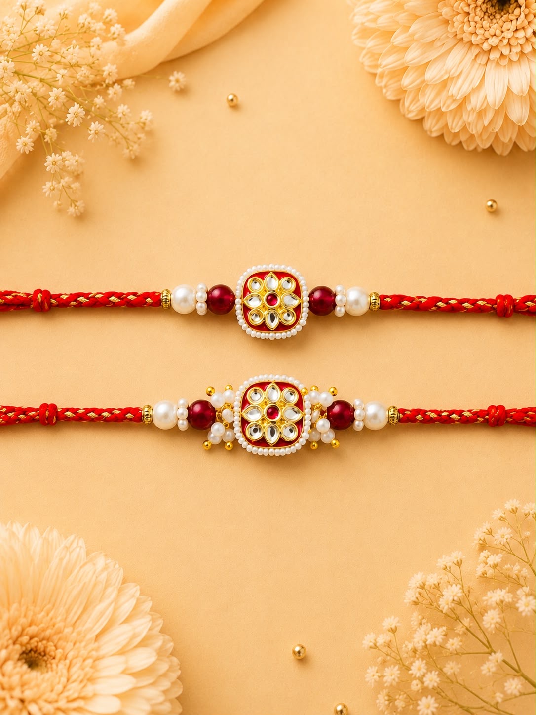 Ruby Kundan Couple Rakhi set