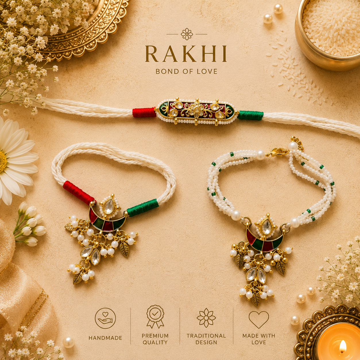 Jharokha Pendant Couple Rakhi gallery