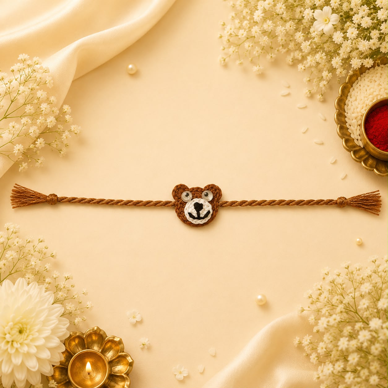 Crochet Teddy Bear Kids Rakhi
