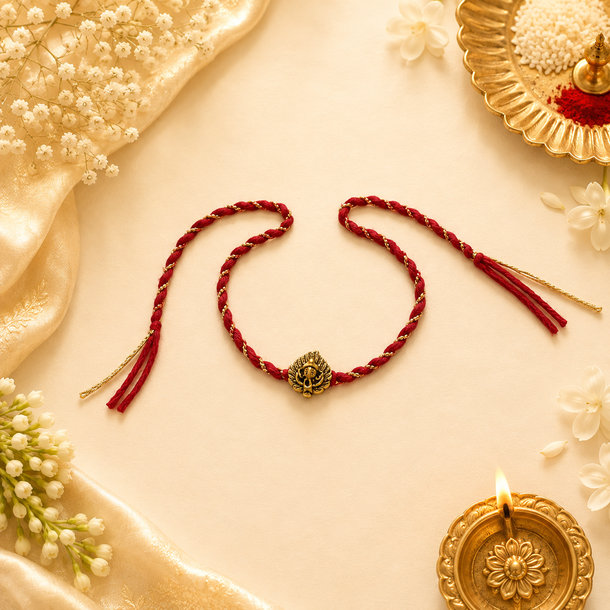 Ganesha beads rakhi for brother gallery