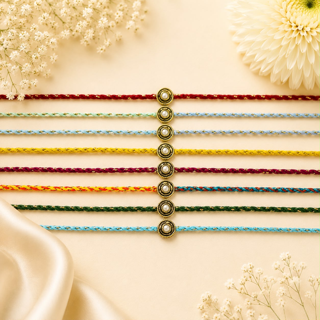 Classic Pearl Thread Rakhi