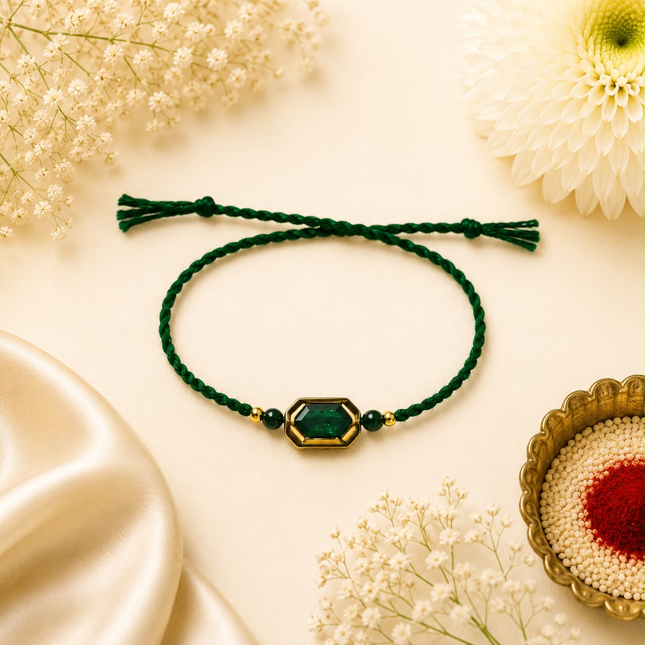 Emerald Crystal Rakhi