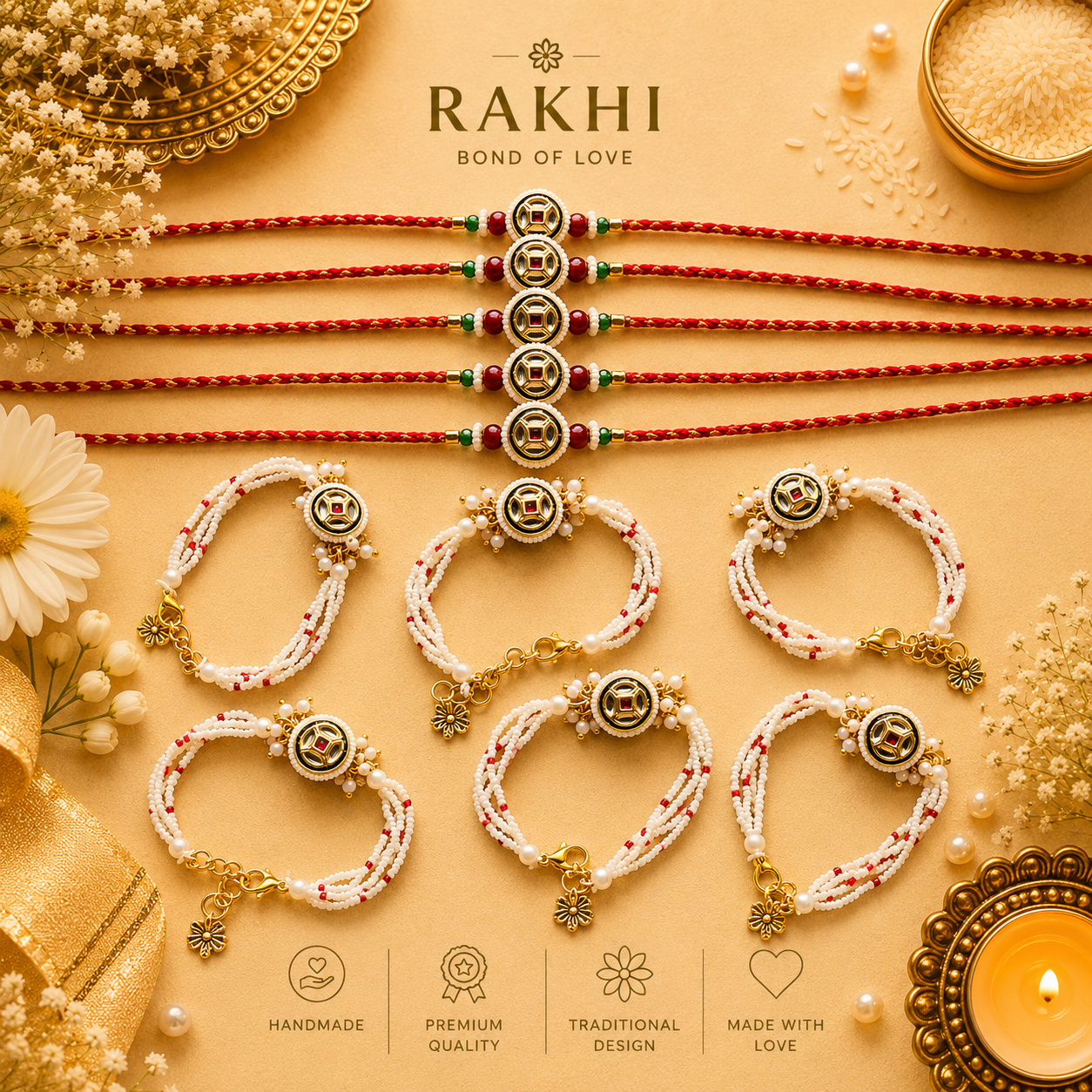 Classic Kundan Couple Rakhi gallery