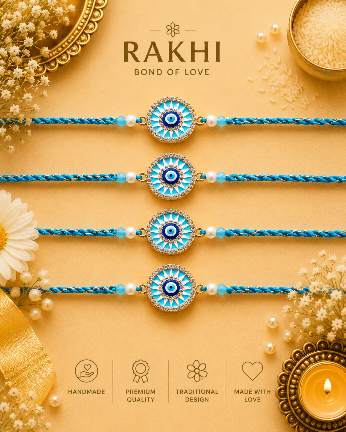 Sapphire Evil Eye Couple Rakhi gallery