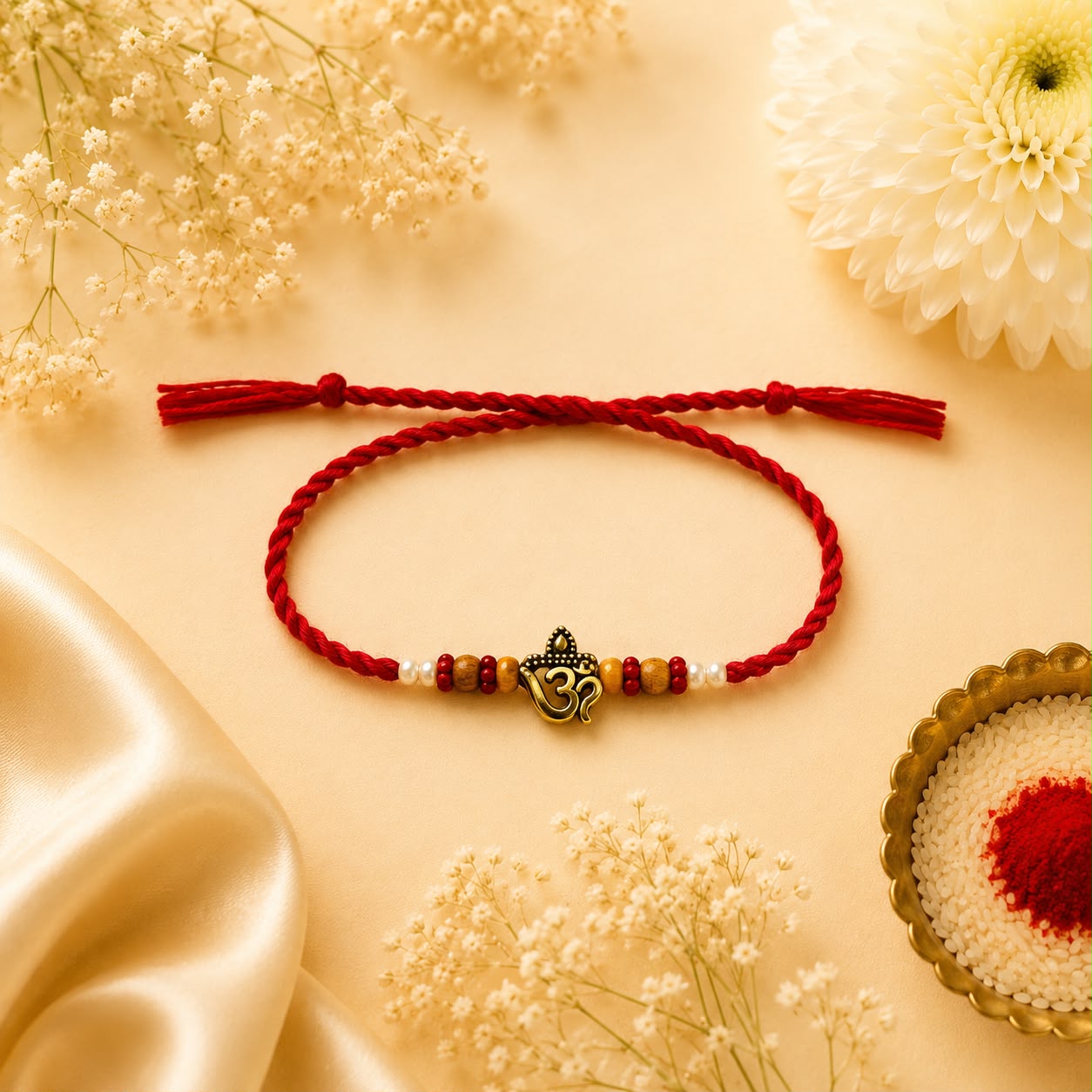 Om Divine Bead Rakhi – Red