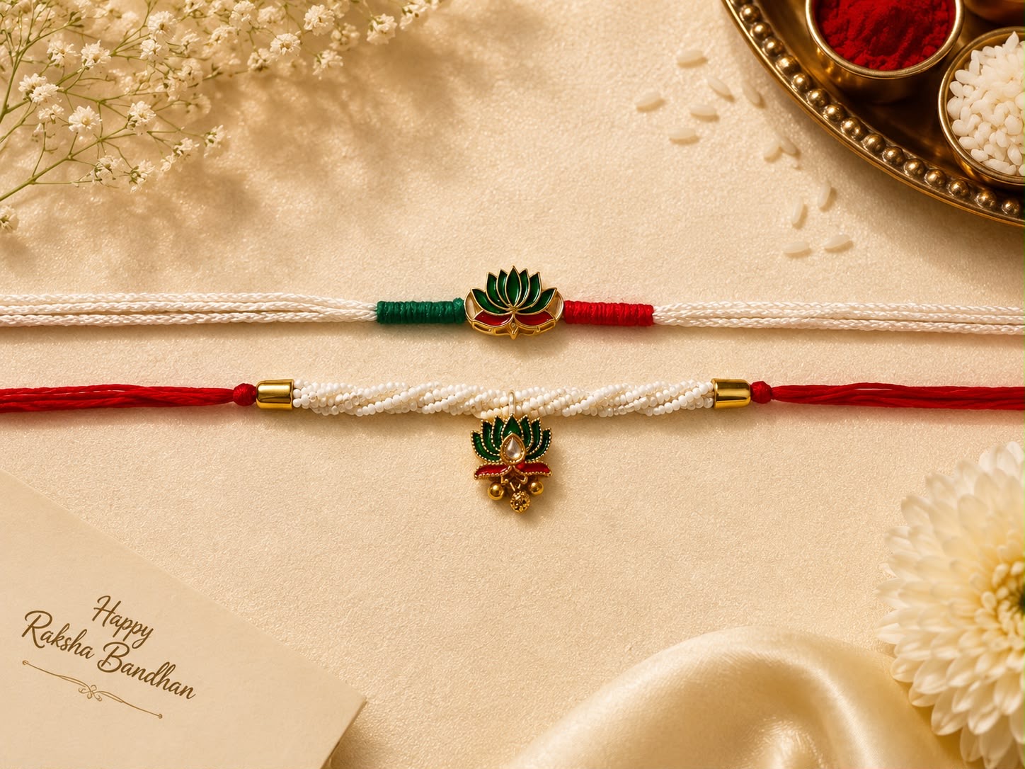 Lotus bhai bhabhi rakhi set