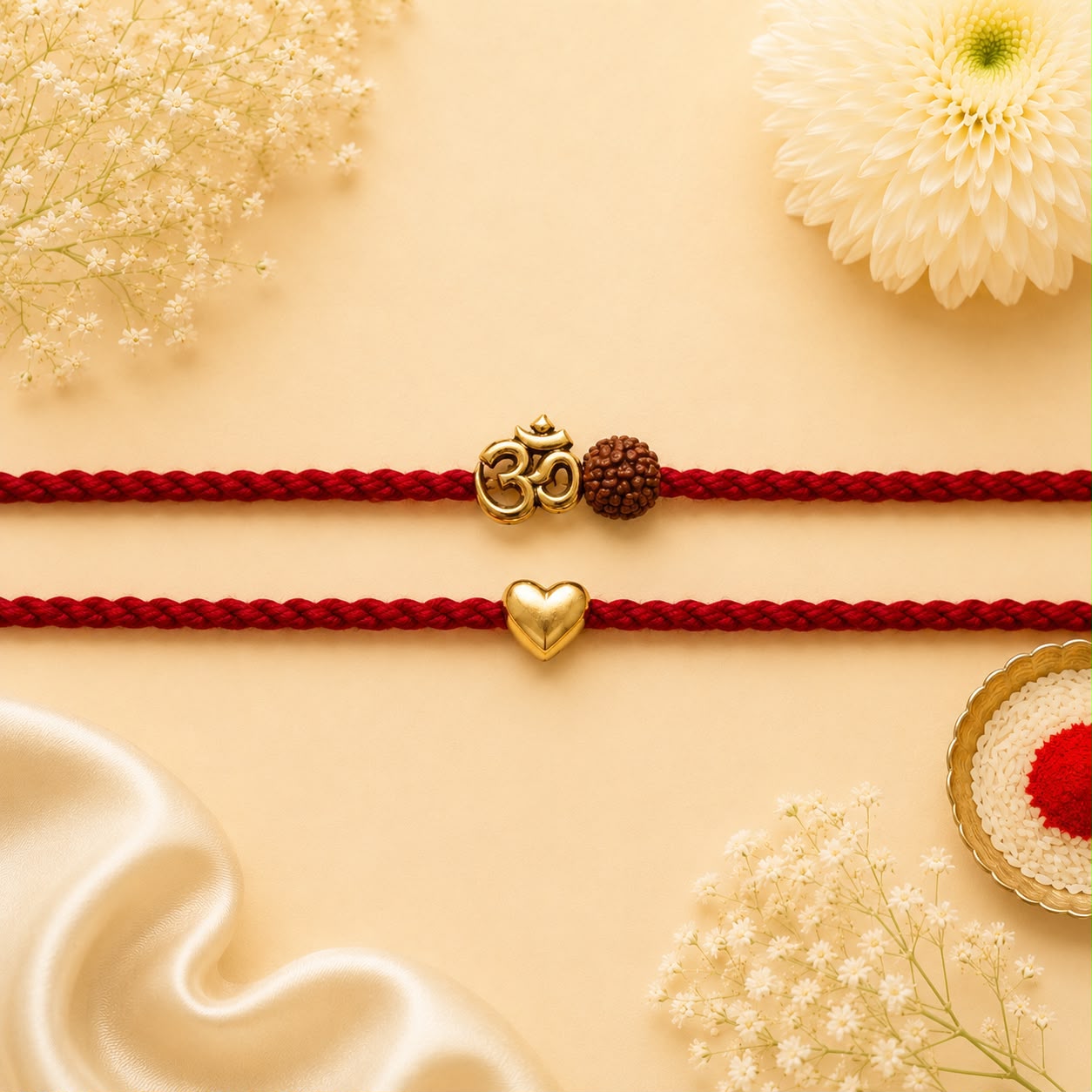 Om & Heart Rakhi Set