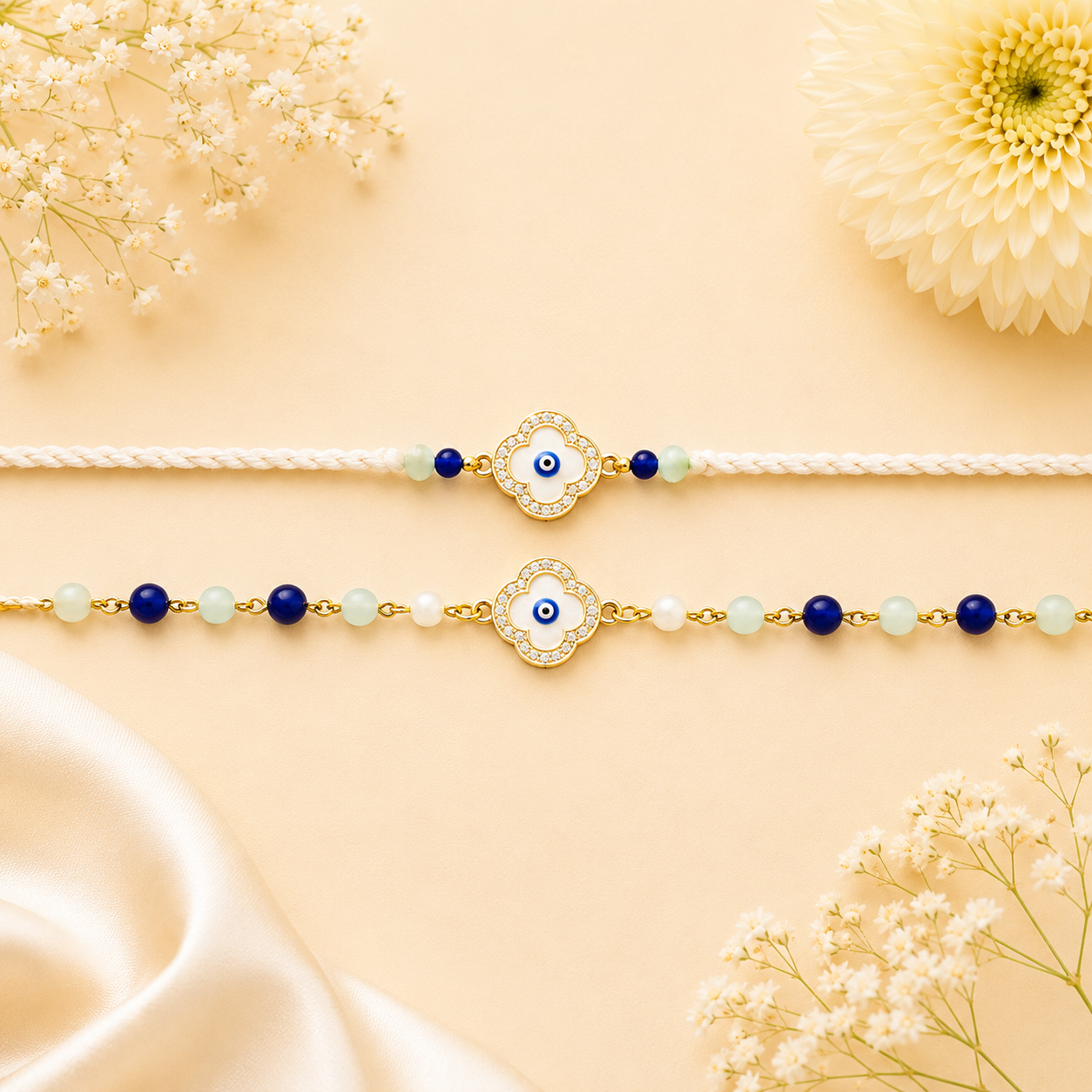Evil Eye Rakhi & Bracelet Set