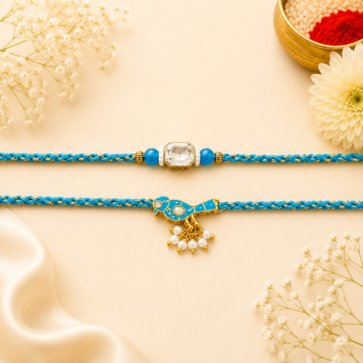 Blue Sparrow Couple Rakhi